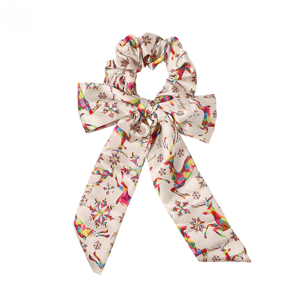Wholesale Christmas New Bow Ribbon Fabric Hair Tie